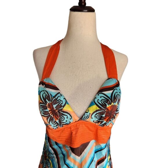 Floral Halter Top - Orange and Blue - Picture 9 of 9